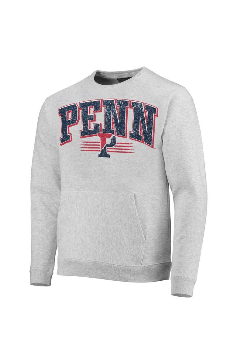 LEAGUE COLLEGIATE WEAR Men's League Collegiate Wear Heathered Gray Pennsylvania Quakers Upperclassman Pocket Pullover Sweatshirt, Alternate, color, 