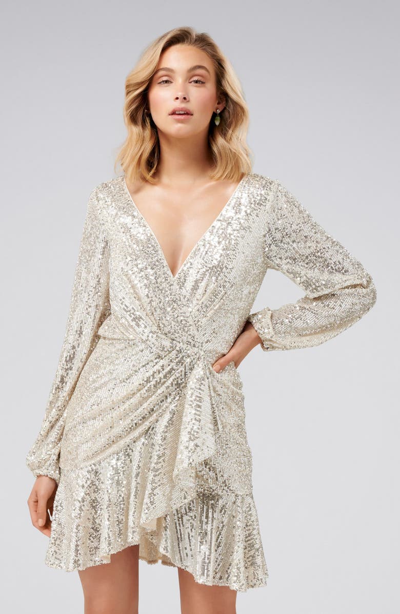 Ever New Flip Sequin Long Sleeve Cocktail Dress, Alternate, color, 