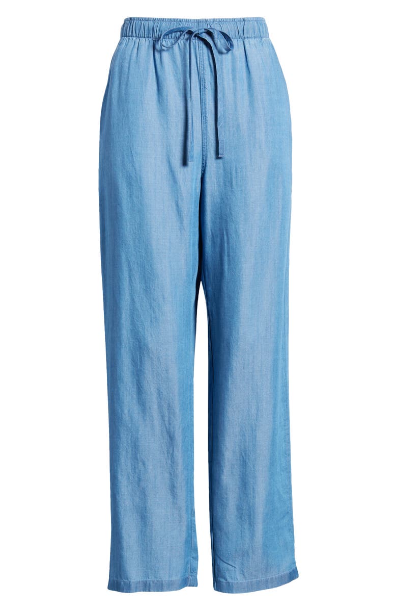 Caslon<sup>®</sup> Elastic Waist Crop Taper Chambray Pants, Alternate, color, 