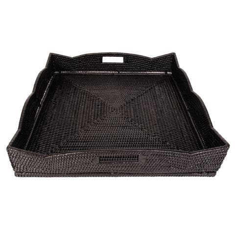 Artifacts Rattan Scallop Collection Square Tray With Cutout Handles