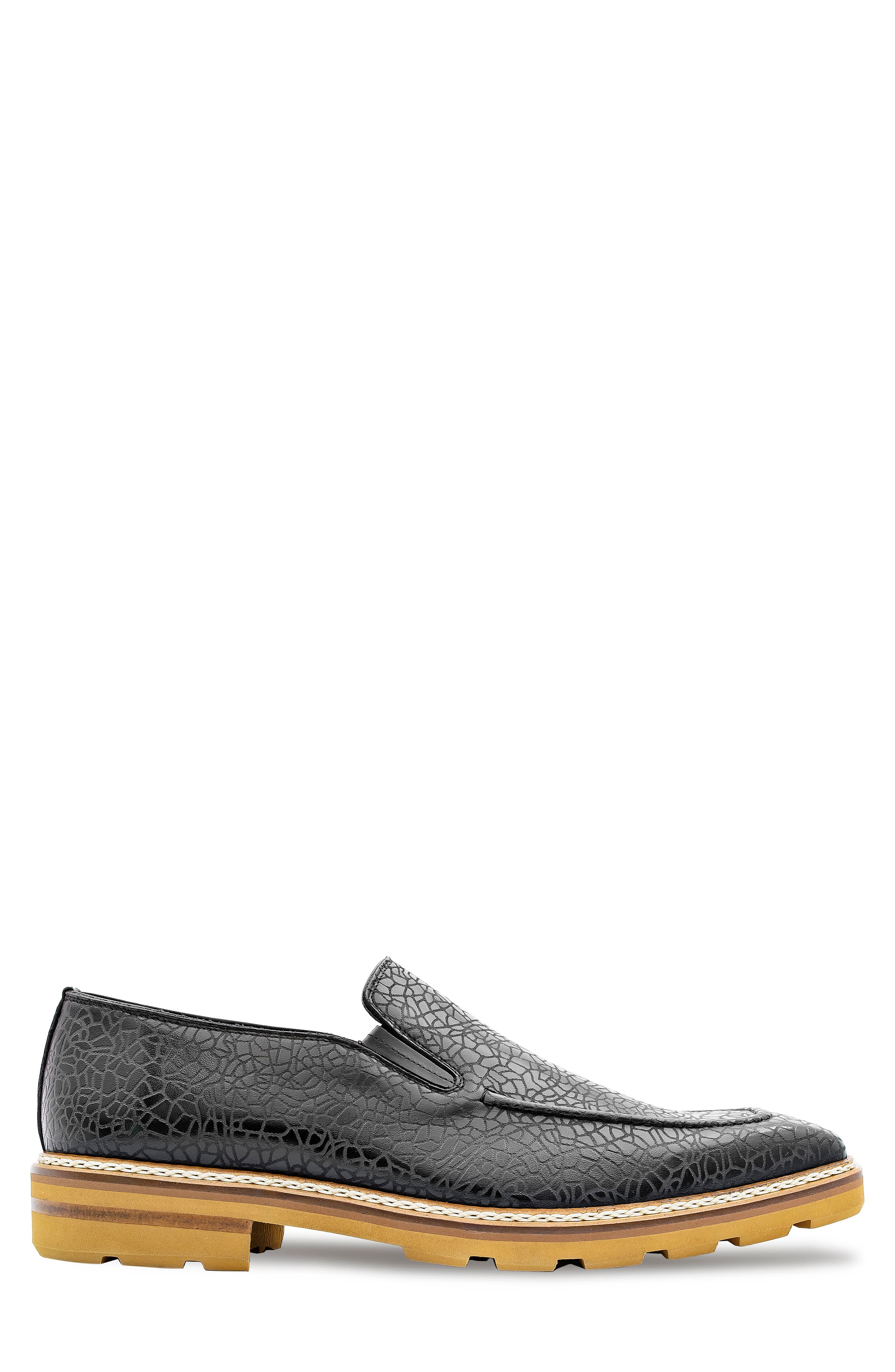Mezlan Textured Slip-On Loafer, Alternate, color, Black
