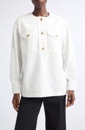 FERRAGAMO Brushed Cotton Gabardine Pullover Shirt