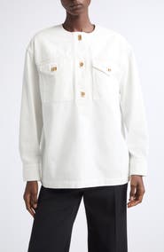 FERRAGAMO Brushed Cotton Gabardine Pullover Shirt