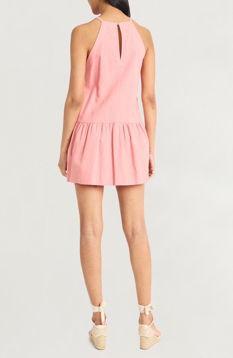 The Good Journey Keyhole Linen Blend Minidress, Alternate, color, Brandied Apricot