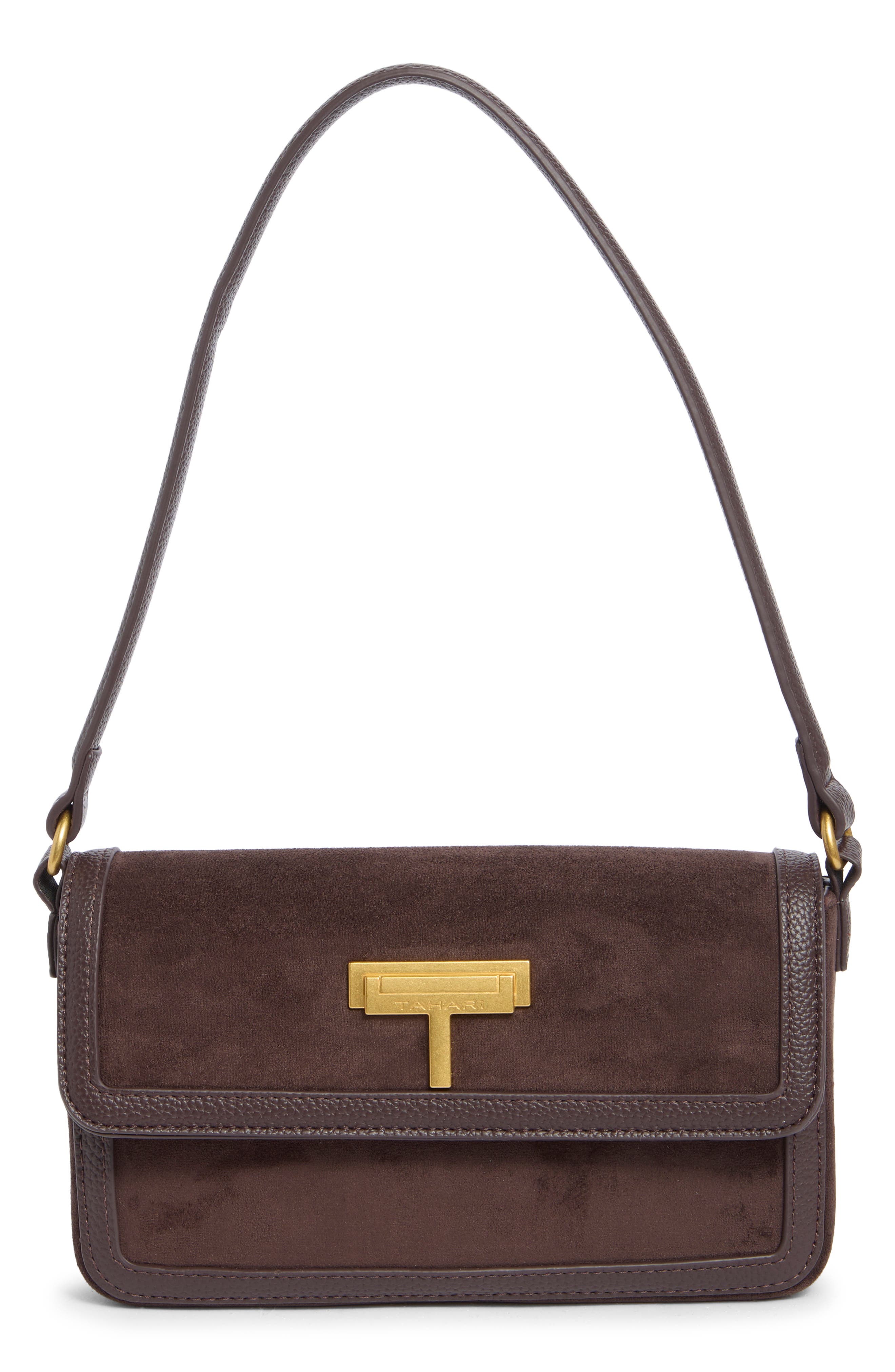 Faux Suede Flap Shoulder Bag