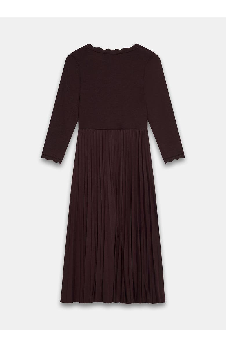 MINT VELVET Scallop Trim Midi Dress, Alternate, color, Burgundy