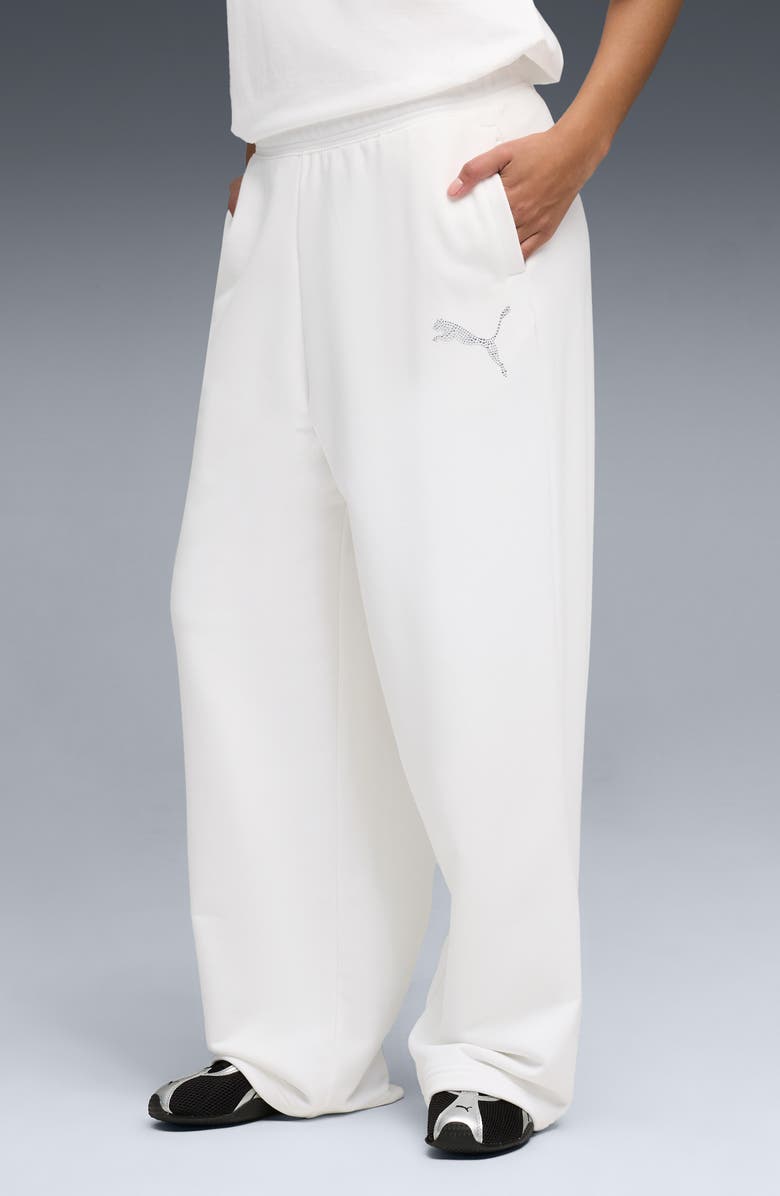 PUMA Essential Graphic Leo Luxe Bedazzled Track Pants, Alternate, color, 