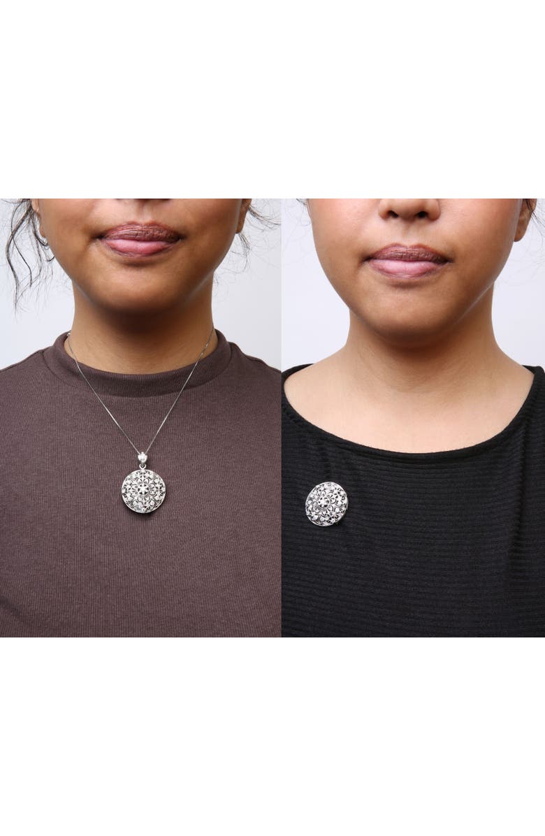 Haus of Brilliance 18K White Gold 1 5/6 Ctw Diamond Brooch Pin Pendant Necklace, Alternate, color, White