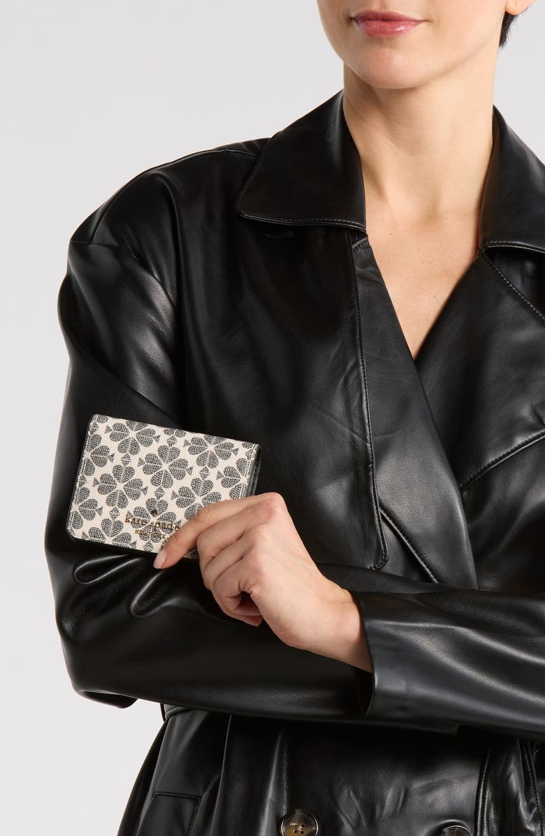 Kate Spade New York signature spade flower small bifold wallet, Alternate, color, Black/ Ivory