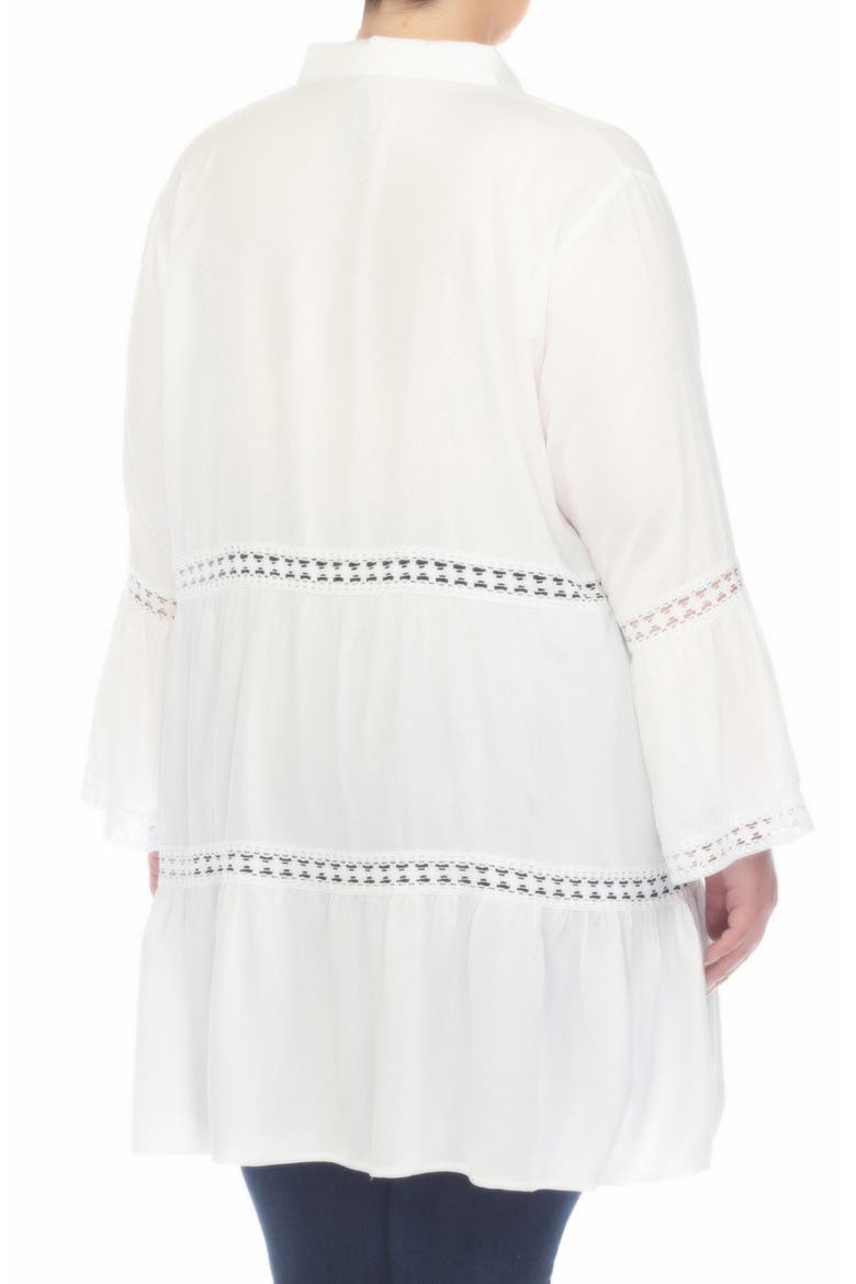 Lace Inset Long Sleeve Cover-Up Shirtdress, Alternate, color, WHITE