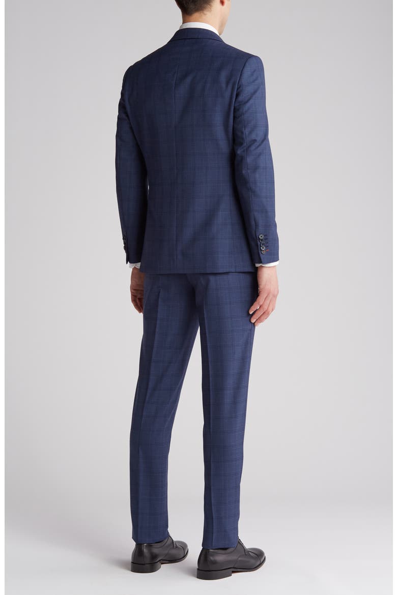Plaid Trim Fit Wool Blend Two-Piece Suit, Alternate, color, BLUE
