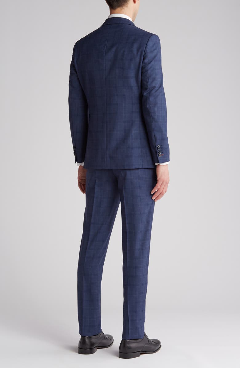 English Laundry Plaid Trim Fit Wool Blend Two-Piece Suit, Alternate, color, Blue