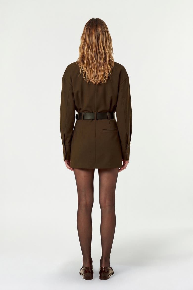 Mara Funnel Neck Mini Dress, Alternate, color, BARK GREEN