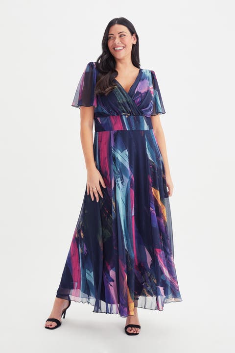 Isabelle Abstract Angel Sleeve Dress