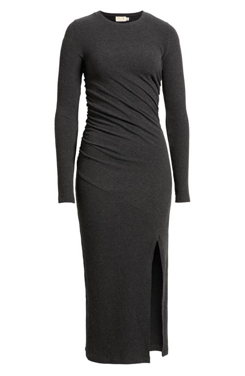 NATION LTD NATION LTD PENN LONG SLEEVE RIB BODY-CON MIDI DRESS