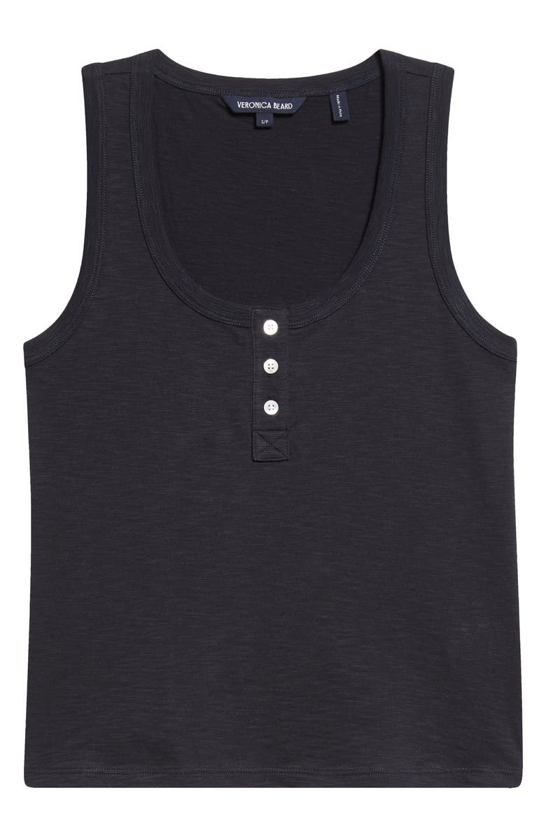Veronica Beard Harrison Cotton Henley Tank, Alternate, color, Navy