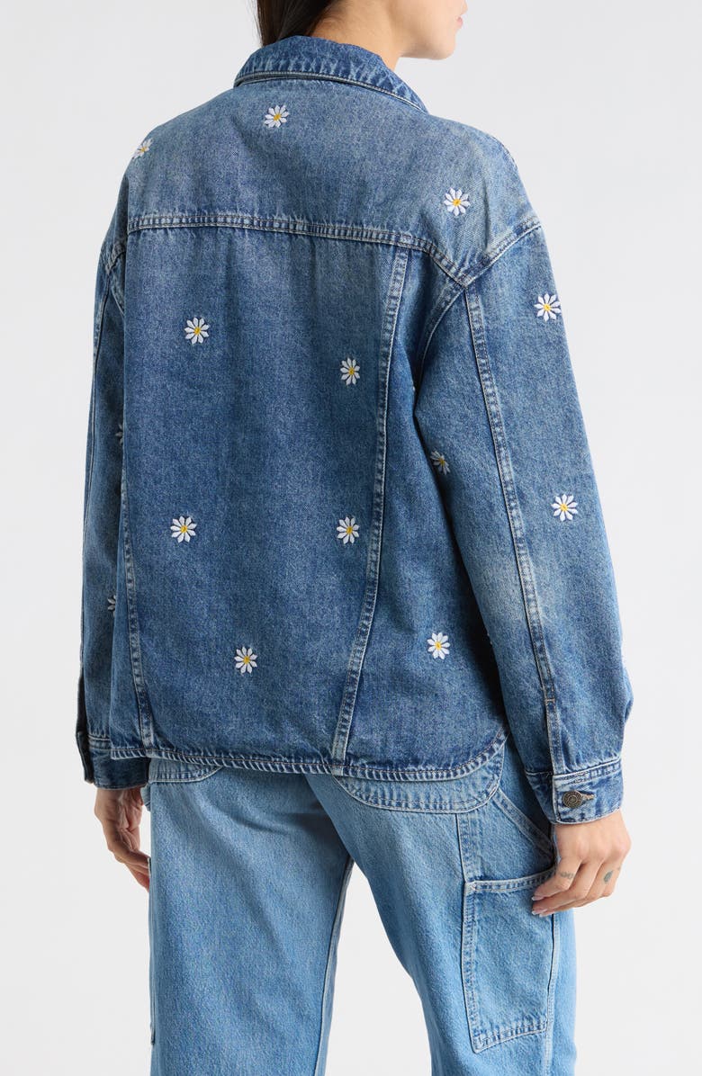 Desigual Embroidered Denim Trucker Jacket, Alternate, color, Medium Blue