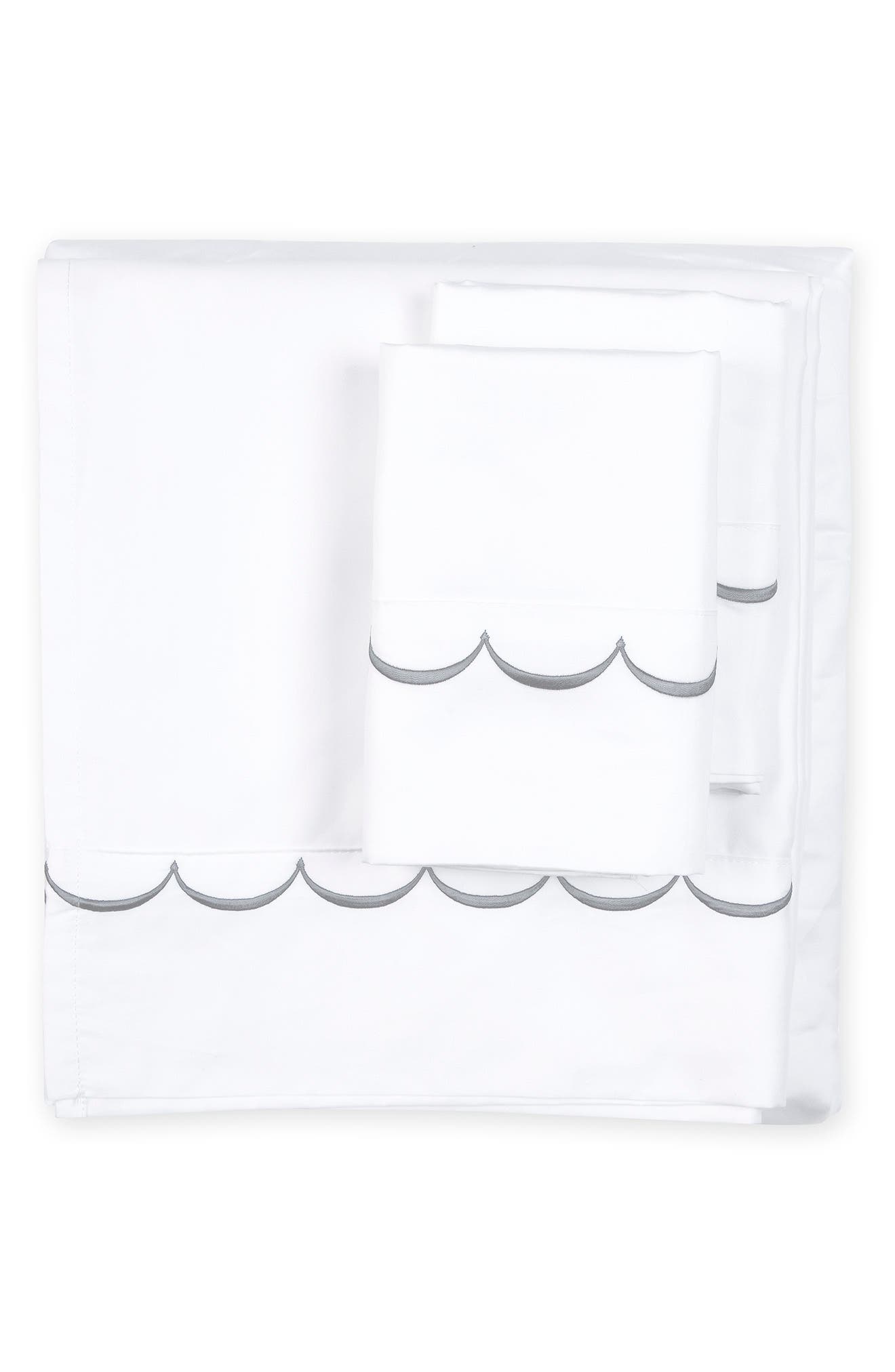 MELANGE HOME 600 Thread Count Scallop Trim 3-Piece Duvet Set