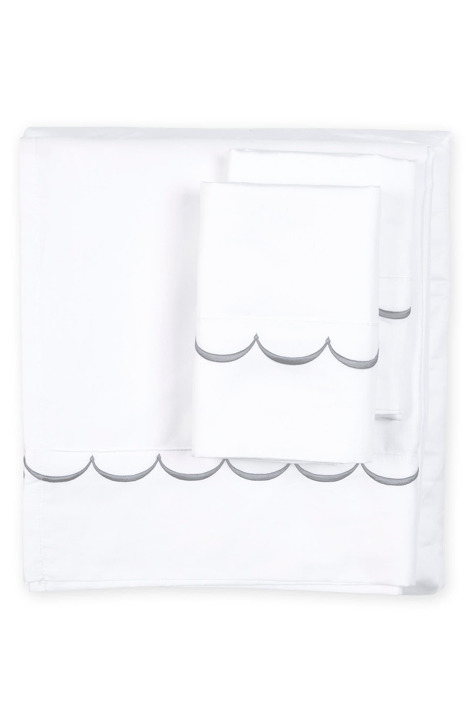 MELANGE HOME 600 Thread Count Scallop Trim 3-Piece Duvet Set ...