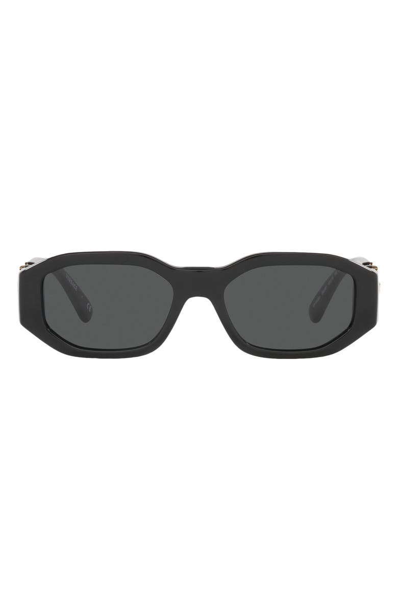 Versace Kids' 48mm Small Rectangle Sunglasses, Main, color, Black / Dark Grey