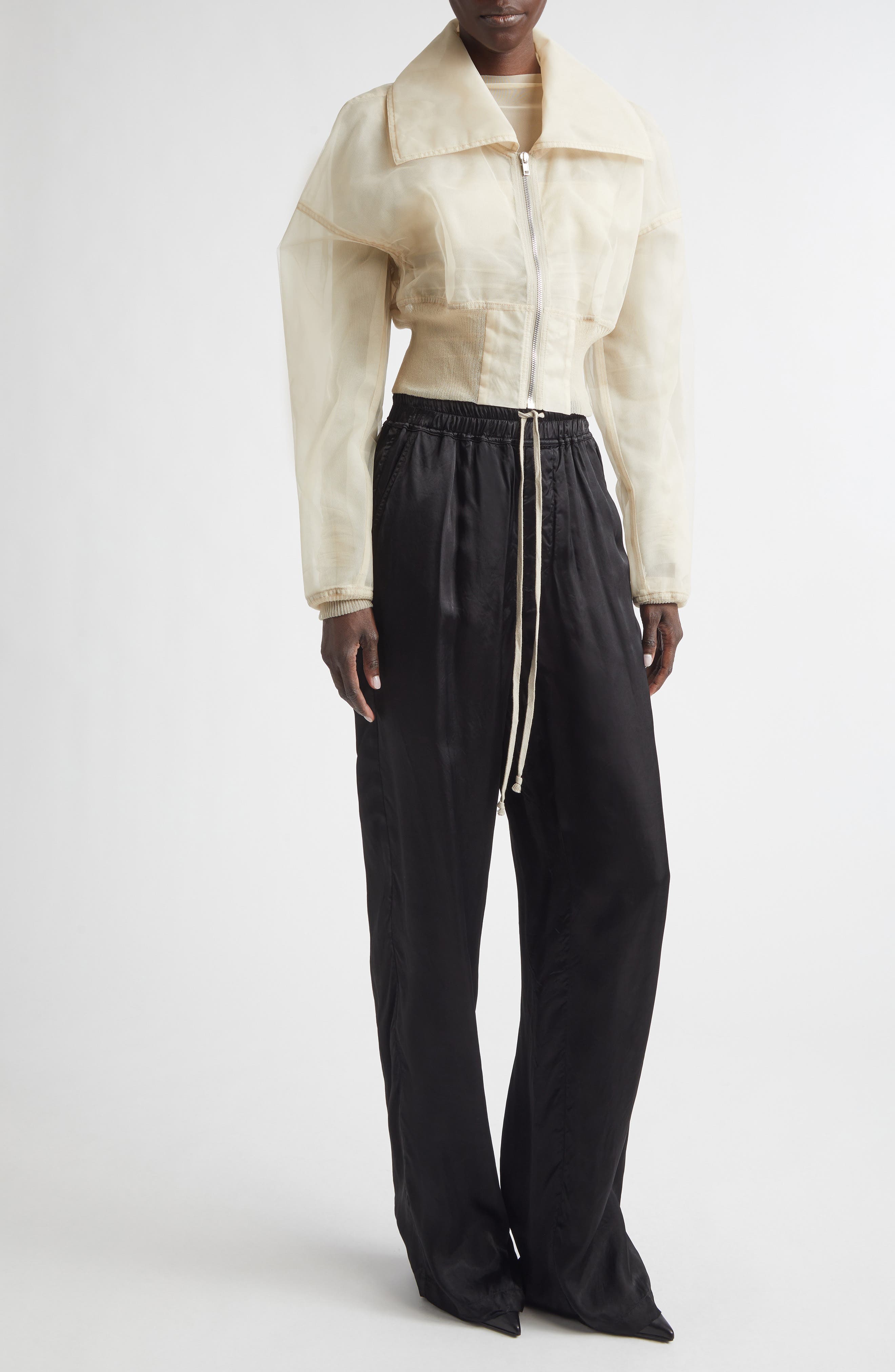 Dracucollar Crop Tulle Bomber Jacket - image 2