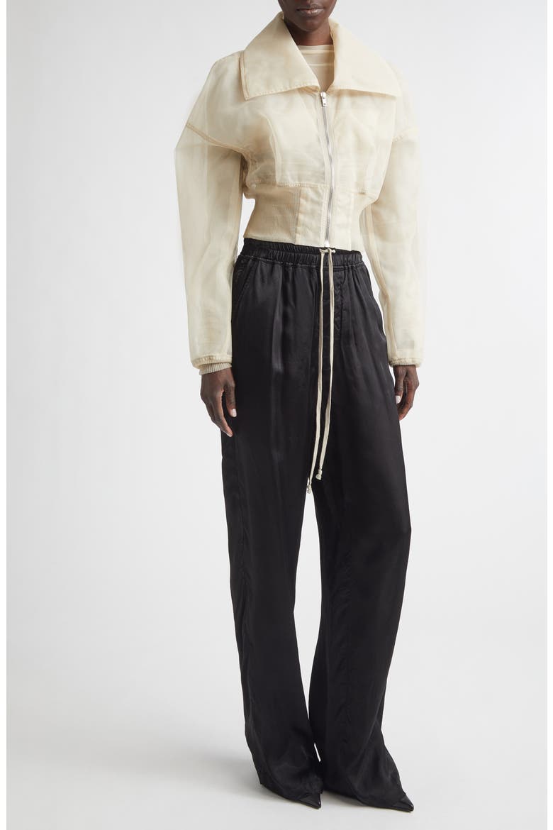 Dracucollar Crop Tulle Bomber Jacket, Alternate, color, SAND