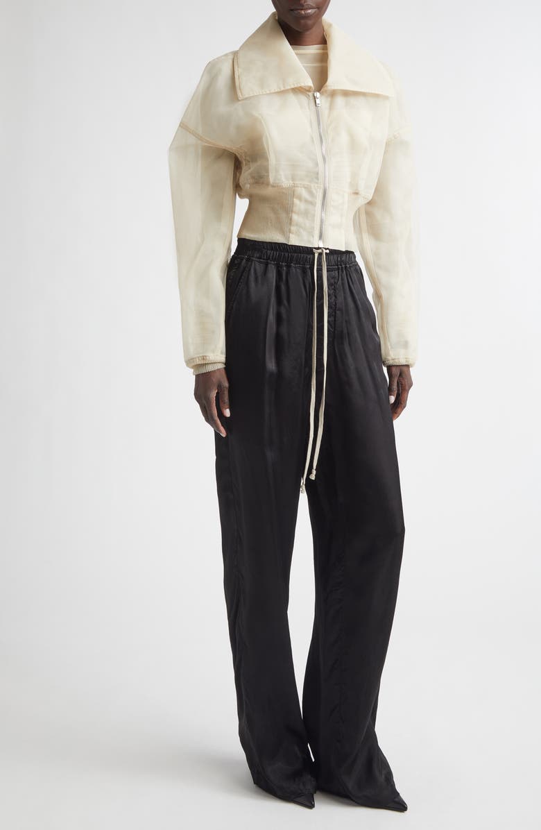 Rick Owens Dietrich Satin Drawstring Pants, Alternate, color, Black