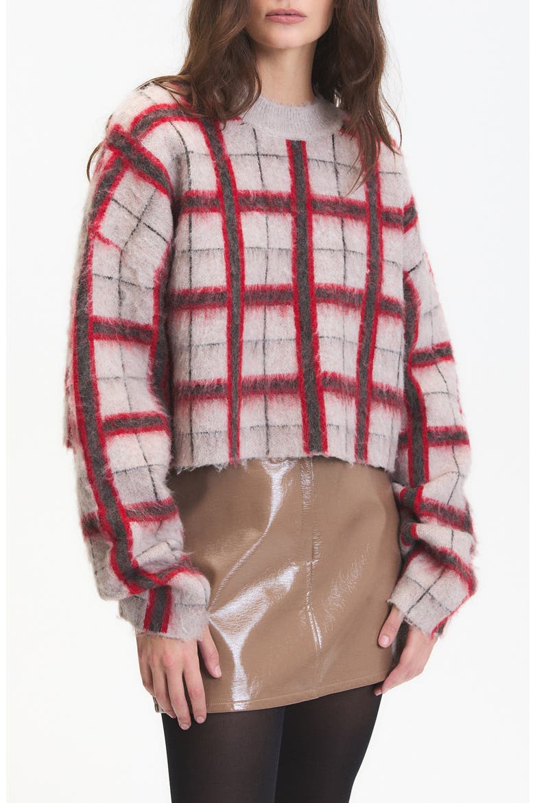 Jacob Plaid Jacquard Mock Neck Sweater, Main, color, MINK