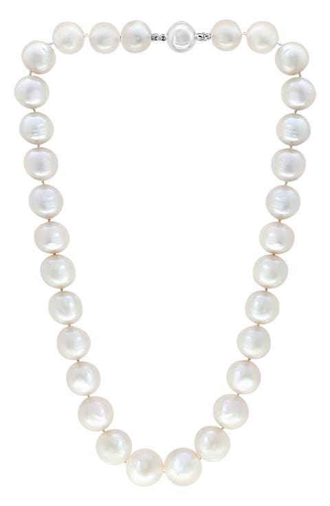 Sterling Silver 12-13mm Freshwater Pearl Necklace