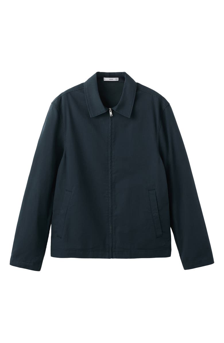 MANGO Cotton Blend Jacket, Alternate, color, Navy