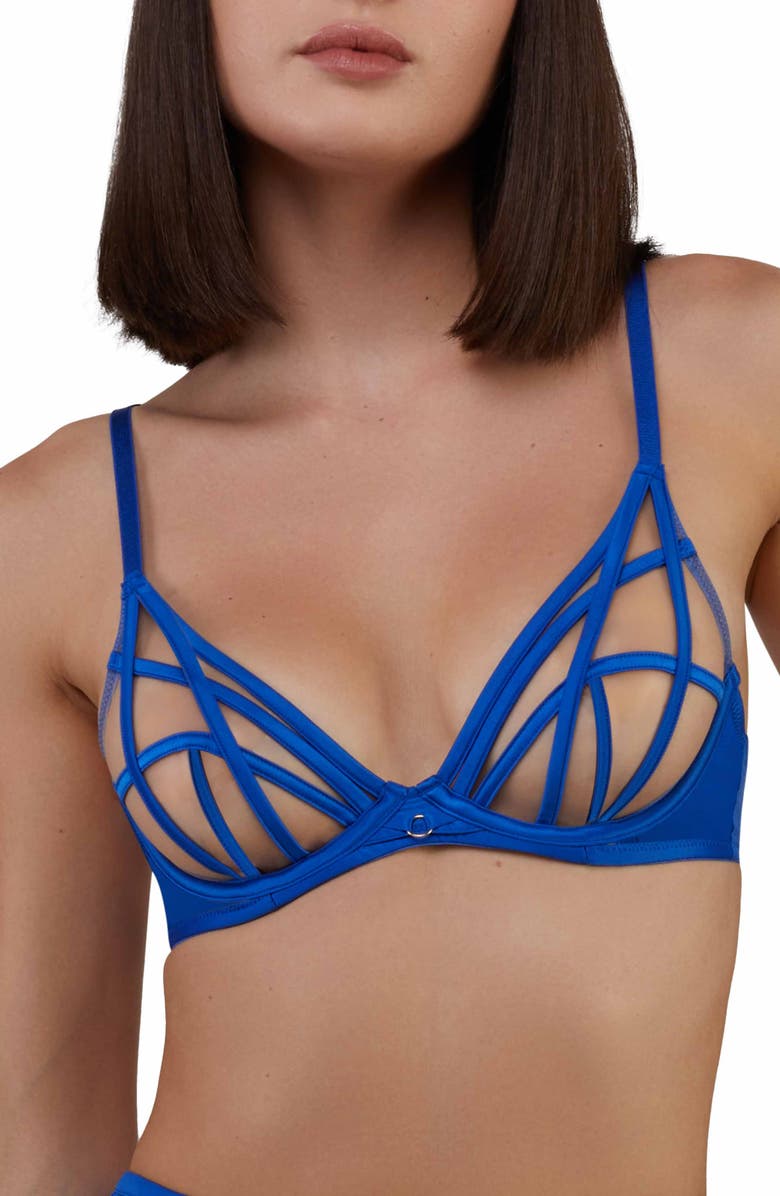Playful Promises Ramona Illusion Mesh Underwire Plunge Bra, Main, color,