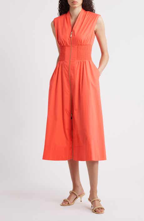 Vince Camuto Smock Waist Cotton Midi Dress
