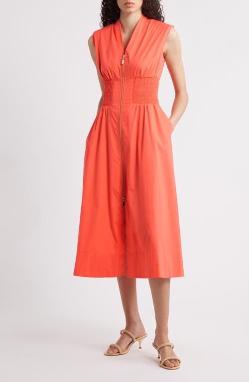 Vince Camuto Smock Waist Cotton Midi Dress In Pop