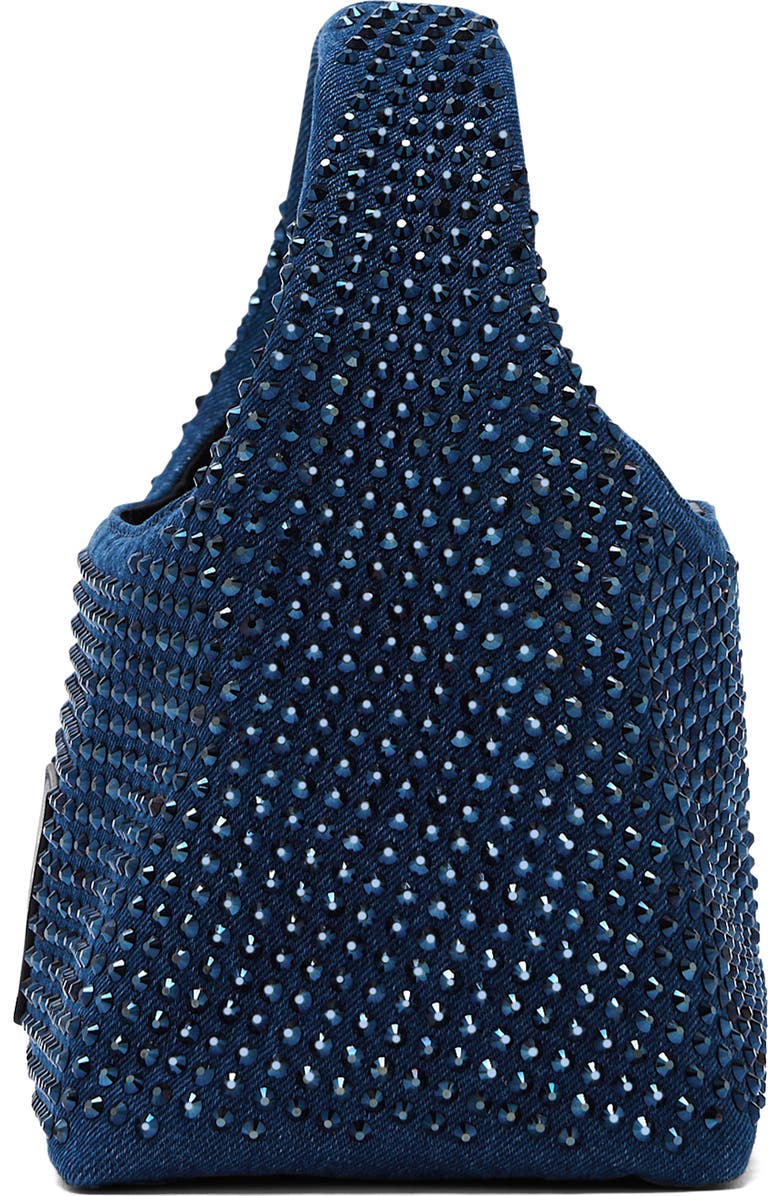 Marc Jacobs The Mini Crystal Denim Sack Bag, Alternate, color, Dark Wash Crystal