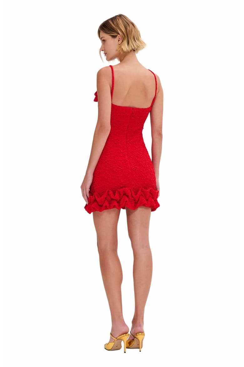 Papillon Jacquard Flutter Mini Dress, Alternate, color, RED