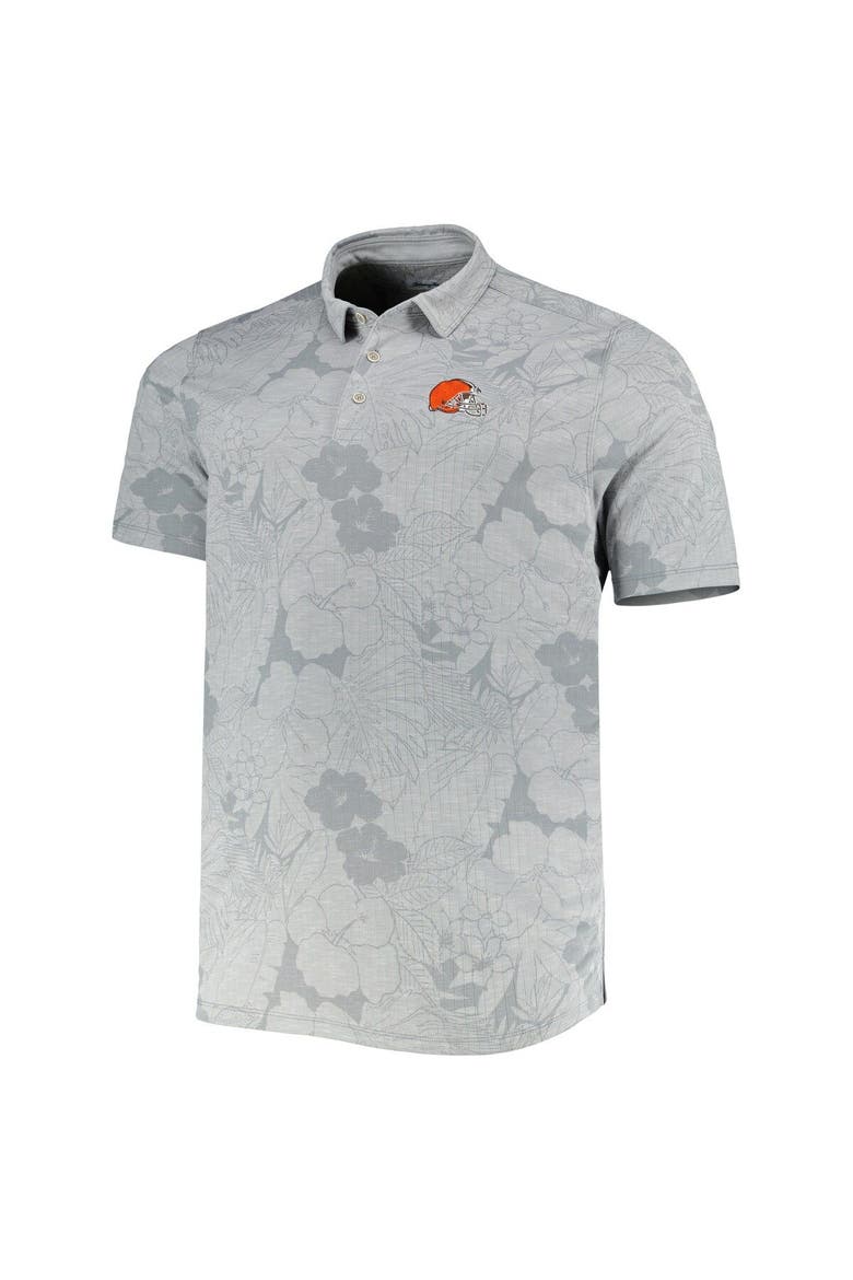 Men's Tommy Bahama Gray Cleveland Browns Big & Tall Miramar Blooms Polo, Alternate, color, Gray