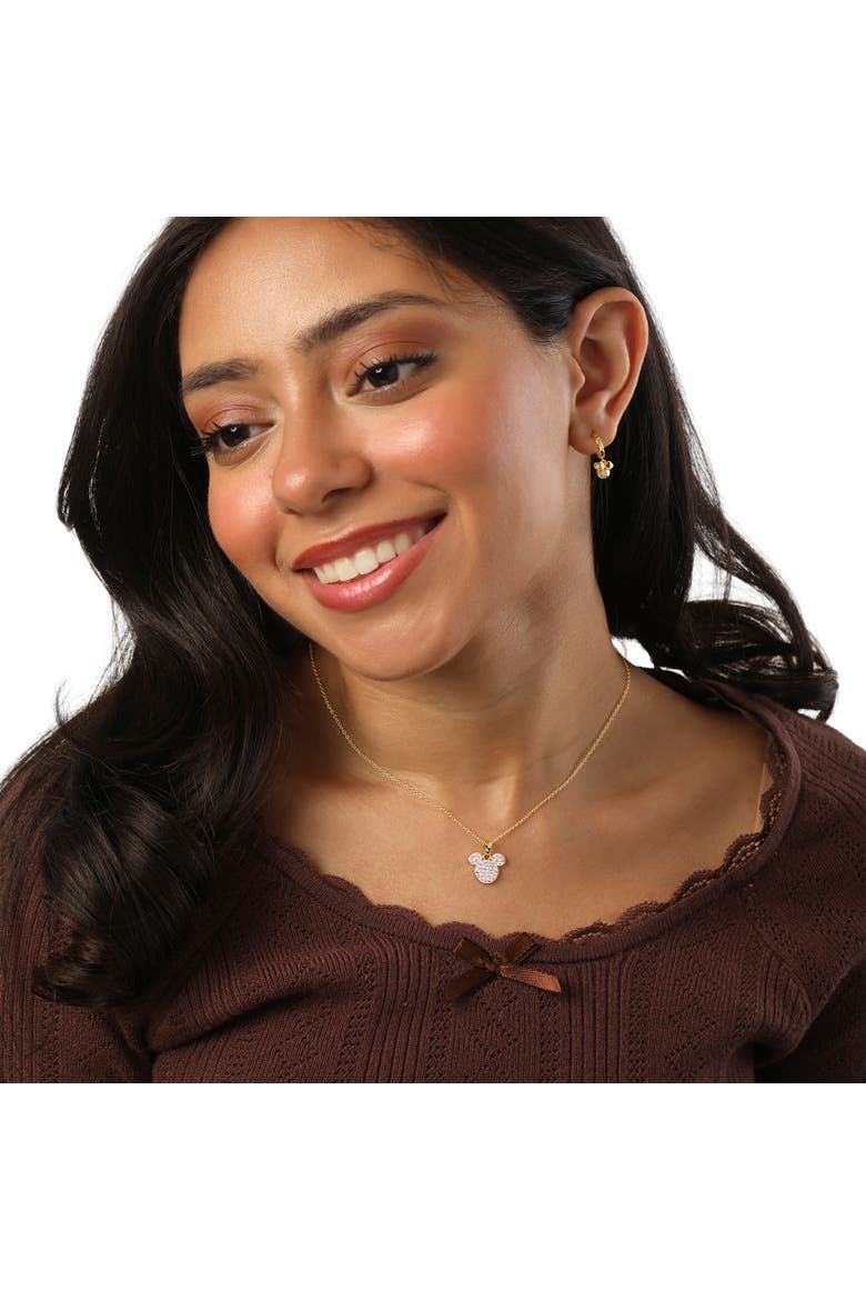 Mickey Mouse Necklace for Women, Aurora Boreal Crystal Mickey Pendant, Alternate, color, Gold