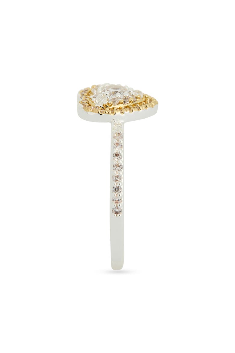 Two-Tone Cubic Zirconia Heart Ring, Alternate, color, CLEAR- SILVER- GOLD