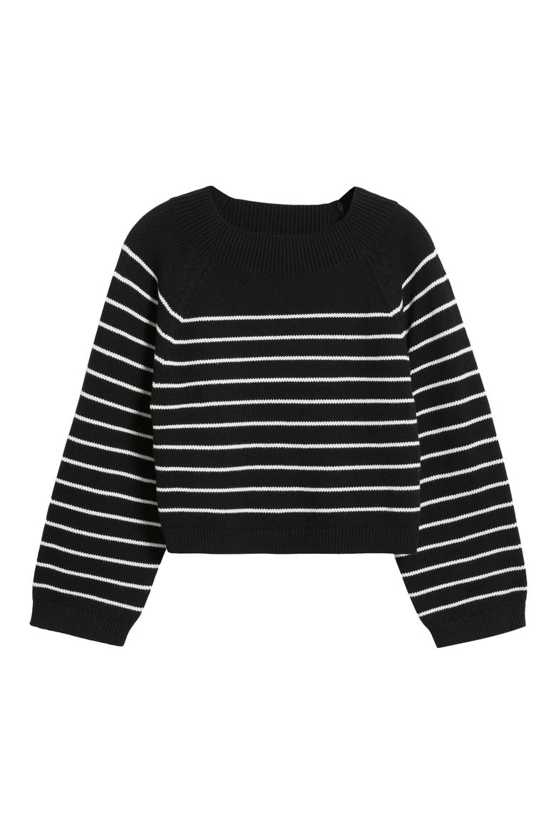 Stripe Crewneck Sweater, Alternate, color, BLACK/ CREAM