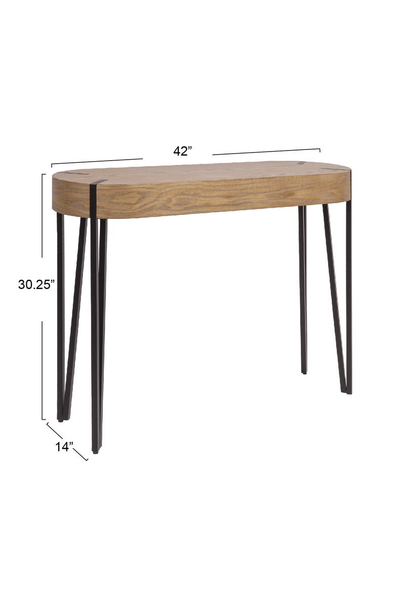 Astoria Wood Console Table with Metal Hairpin Legs, Natural and Black, Alternate, color, Natural