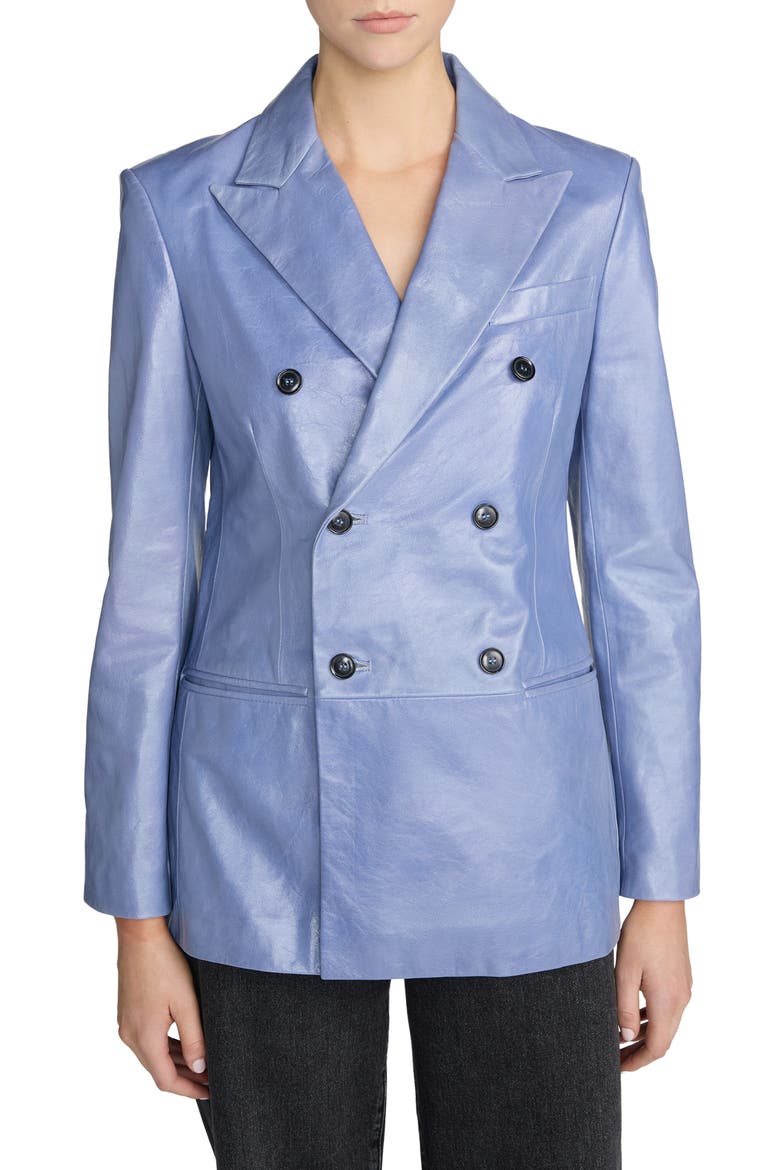 Boulevard Leather Blazer, Main, color, PERIWINKLE
