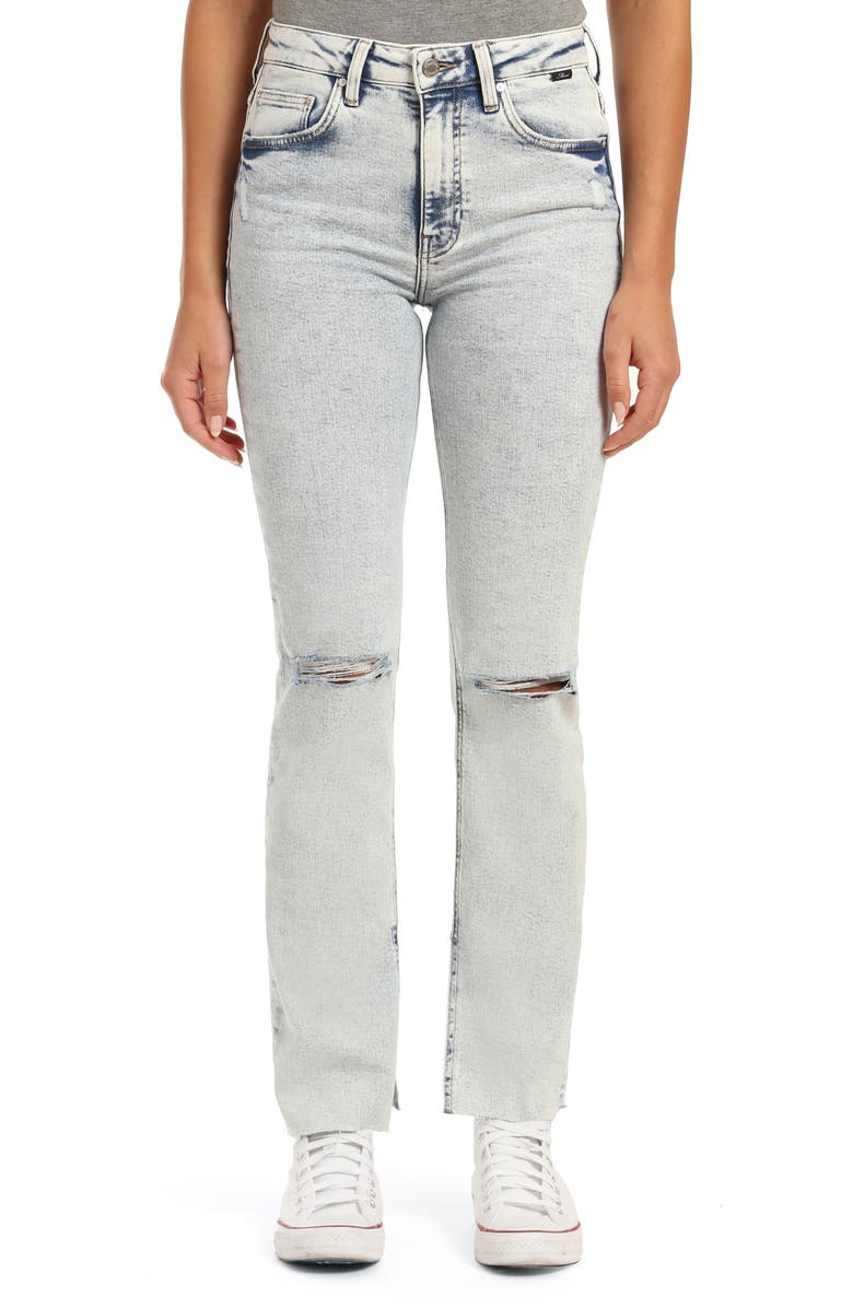 Mavi Jeans Maria Slit Hem High Waist Jeans, Main, color, Ripped Recycled Blue