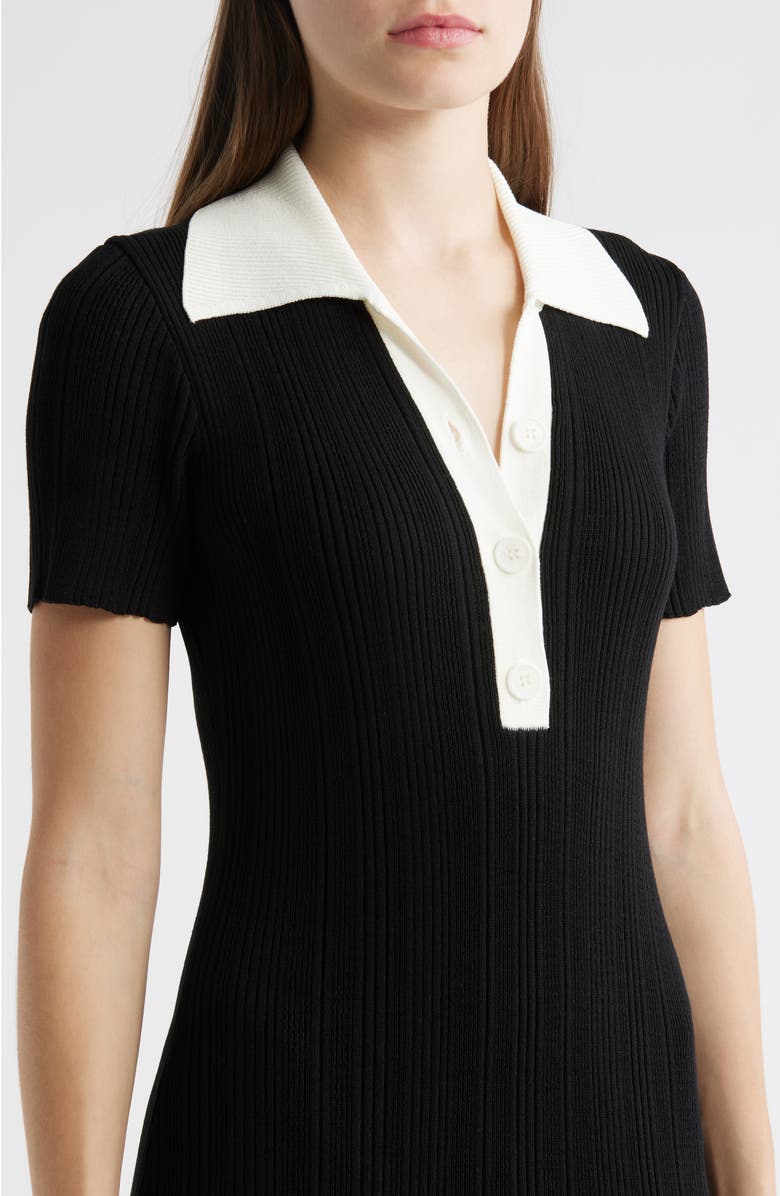 Julia Jordan Rib Midi Polo Dress, Alternate, color, Black