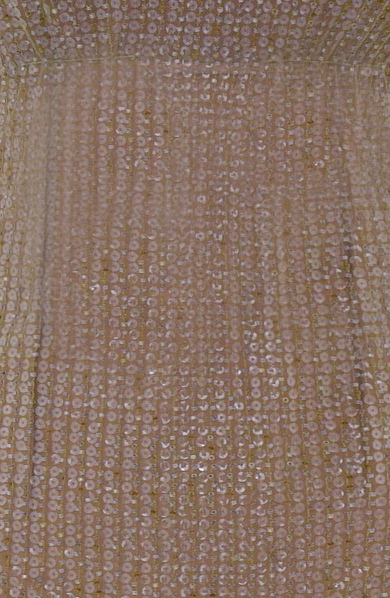 HOUSE OF CB Alondra Beaded Cocktail Dress, Alternate, color, Cafe Au Lait/ Olive Gold