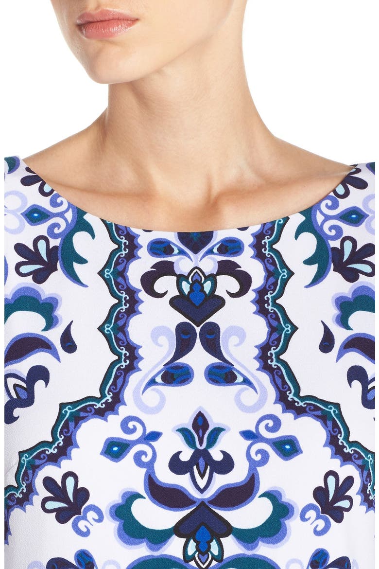 Print Crepe Shift Dress, Alternate, color, BLUE MULTI