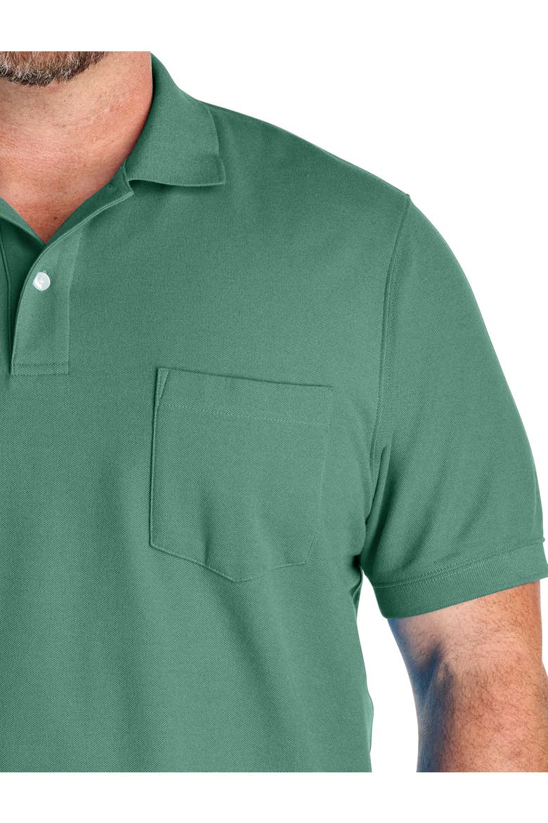 Big & Tall Pocket Piqué Polo Shirt, Alternate, color, BERYL GREEN HEATHER