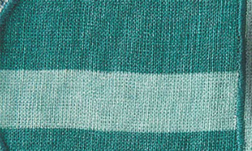 Misette Jardin Embroidered 4-piece Linen Scalloped Stripe Napkin Set In Dark Base Green