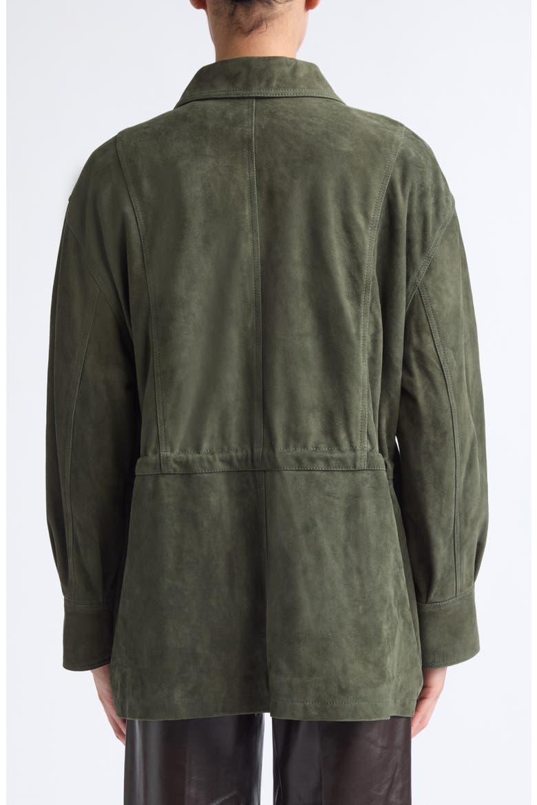 Maeve Lambskin Suede Field Jacket, Alternate, color, DARK GREEN