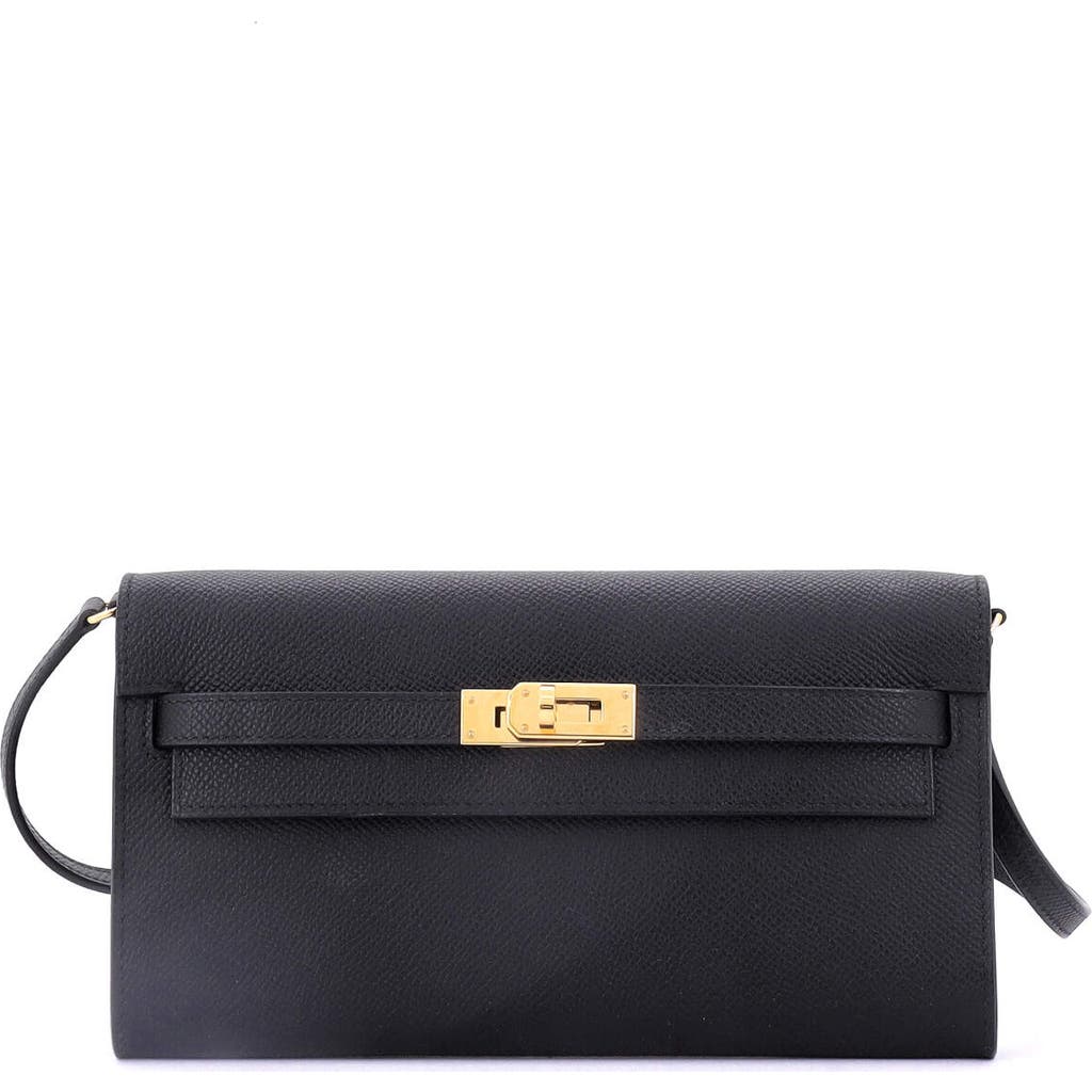 Pre-owned Hermes Hermes Kelly To Go Wallet Epsom In Black
