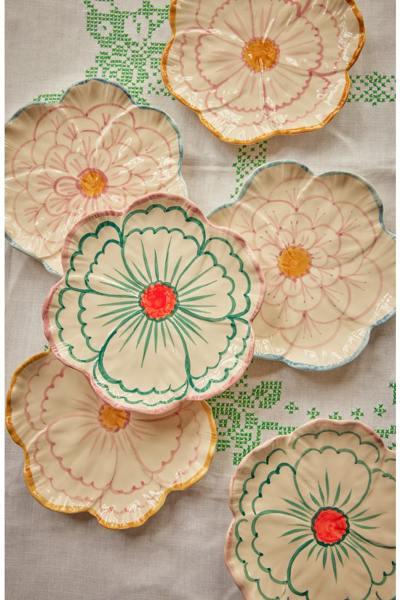 Set of 4 Flower Shaped Side Plates, Alternate, color, MULTI